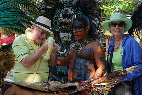 Snake and Mayans at Tulum